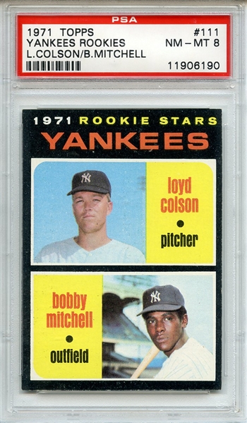 1971 Topps 111 New York Yankees Rookies PSA NM-MT 8