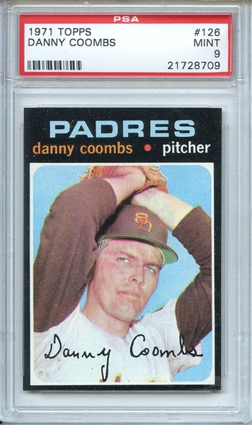 1971 Topps 126 Danny Coombs PSA MINT 9