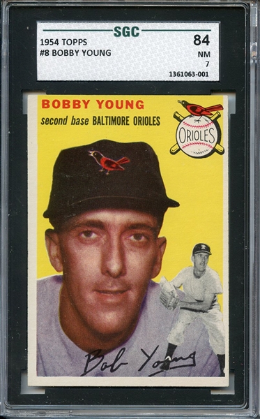 1954 Topps 8 Bobby Young SGC NM 84 / 7