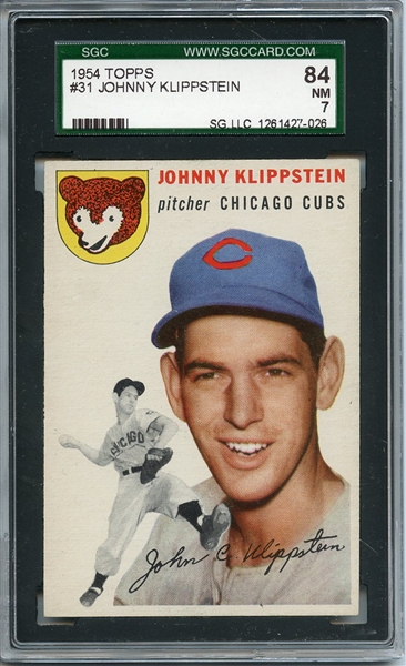 1954 Topps 31 Johnny Klippstein SGC NM 84 / 7