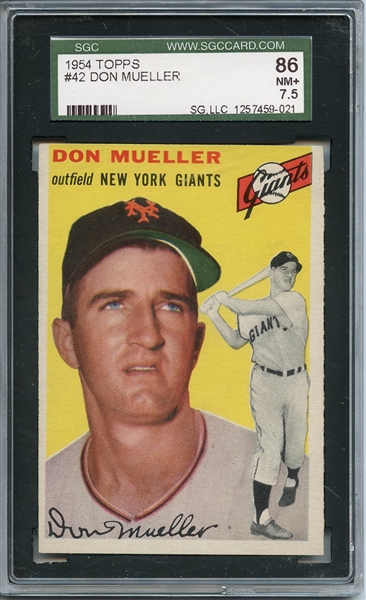 1954 Topps 42 Don Mueller SGC NM+ 86 / 7.5