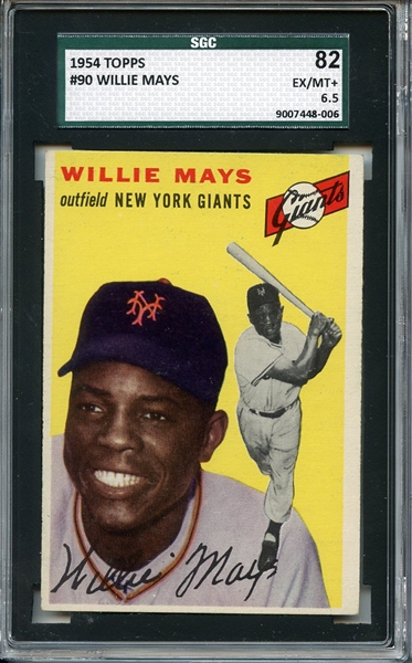 1954 Topps 90 Willie Mays SGC EX/MT+ 82 / 6.5