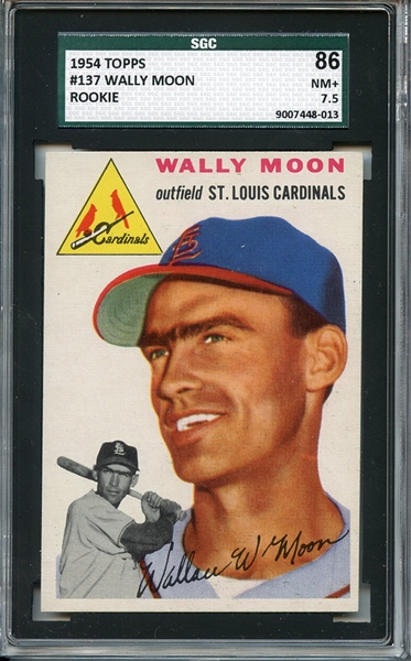 1954 Topps 137 Wally Moon RC SGC NM+ 86 / 7.5