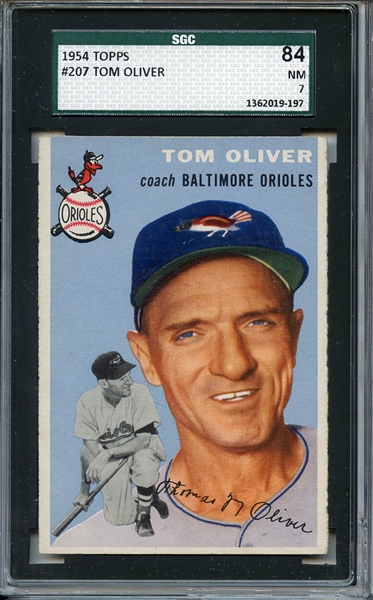 1954 Topps 207 Tom Oliver SGC NM 84 / 7