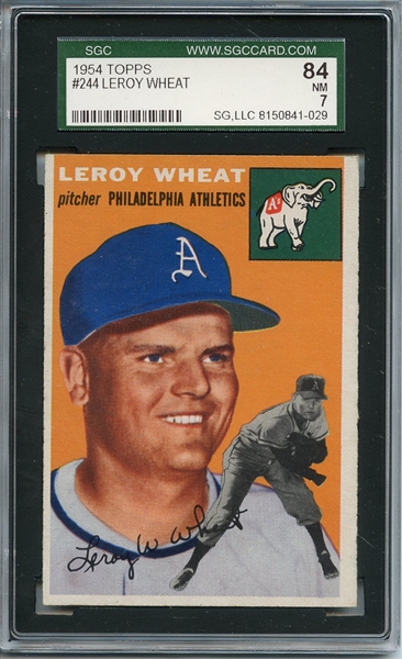 1954 Topps 244 Leroy Wheat SGC NM 84 / 7