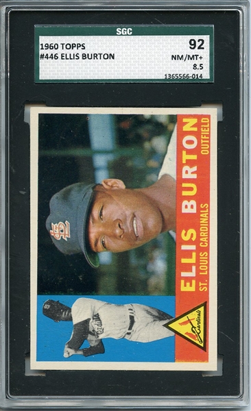 1960 Topps 446 Ellis Burton SGC NM/MT+ 92 / 8.5