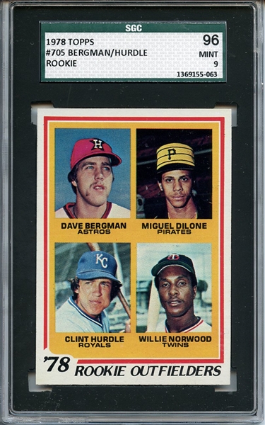 1978 Topps 705 Rookie Outfielders SGC MINT 96 / 9