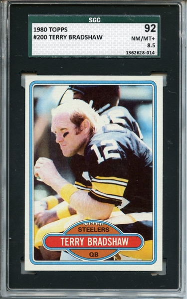 1980 Topps 200 Terry Bradshaw SGC NM/MT+ 92 / 8.5