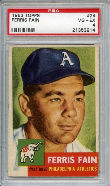 1953 Topps 24 Ferris Fain PSA VG-EX 4