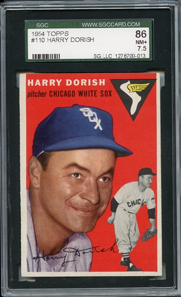 1954 Topps 110 Harry Dorish SGC NM+ 86 / 7.5