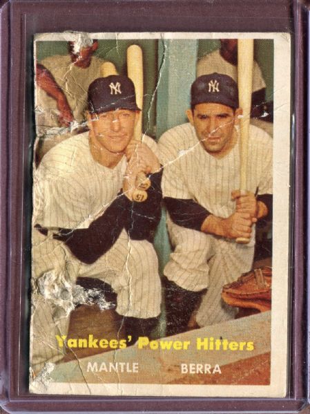1957 Topps 407 Yankees Power Hitters/Mickey Mantle/Yogi Berra POOR #D48515