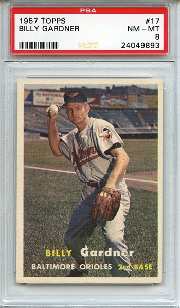 1957 Topps 17 Billy Gardner PSA NM-MT 8