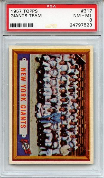 1957 Topps 317 New York Giants Team PSA NM-MT 8