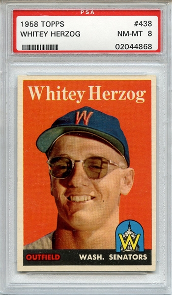 1958 Topps 438 Whitey Herzog PSA NM-MT 8