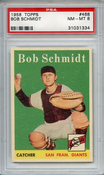 1958 Topps 468 Bob Schmidt PSA NM-MT 8