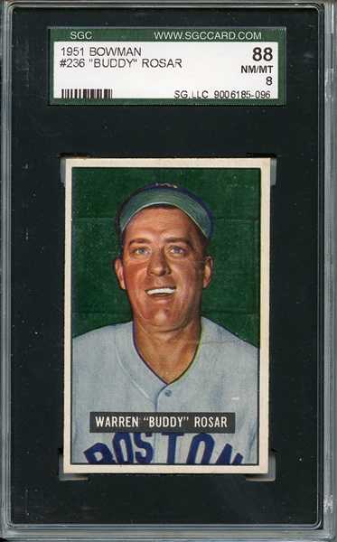 1951 Bowman 236 Buddy Rosar SGC NM/MT 88 / 8