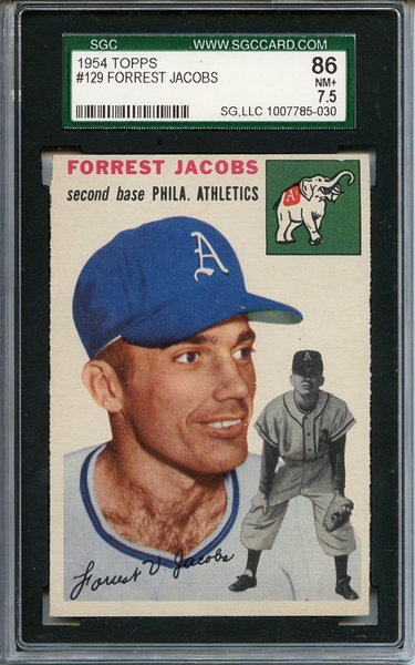 1954 Topps 129 Forrest Jacobs SGC NM 86 / 7.5