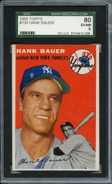 1954 Topps 130 Hank Bauer SGC EX/MT 80 / 6
