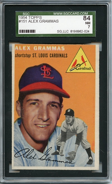1954 Topps 151 Alex Grammas SGC NM 84 / 7