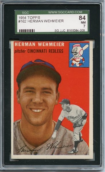 1954 Topps 162 Herman Wehmeier SGC NM 84 / 7