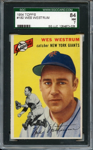 1954 Topps 180 Wes Westrum SGC NM 84 / 7