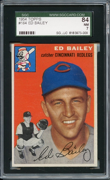 1954 Topps 184 Ed Bailey SGC NM 84 / 7