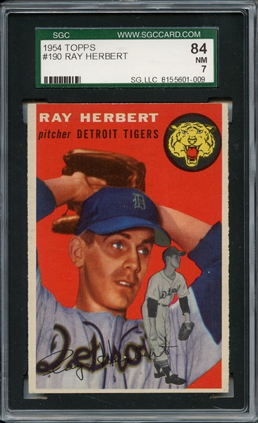 1954 Topps 190 Ray Herbert SGC NM 84 / 7