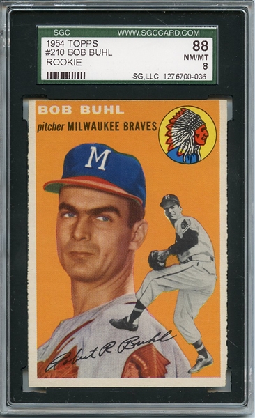 1954 Topps 210 Bob Buhl RC SGC NM/MT 88 / 8