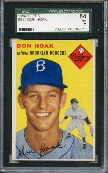1954 Topps 211 Don Hoak SGC NM 84 / 7