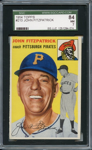 1954 Topps 213 John Fitzpatrick SGC NM 84 / 7