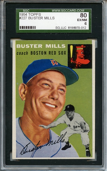1954 Topps 227 Buster Mills SGC EX/MT 80 / 6