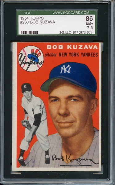 1954 Topps 230 Bob Kuzava SGC NM+ 86 / 7.5