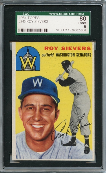 1954 Topps 245 Roy Sievers SGC EX/MT 80 / 6