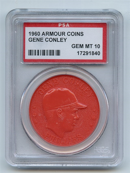 1960 Armour Coins Orange Gene Conley PSA GEM MT 10