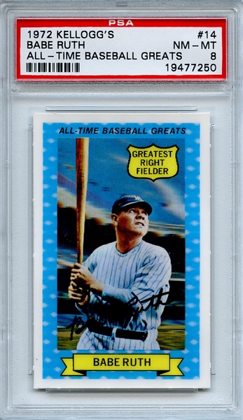 1972 Kellogg's All Time Greats 14 Babe Ruth PSA NM-MT 8