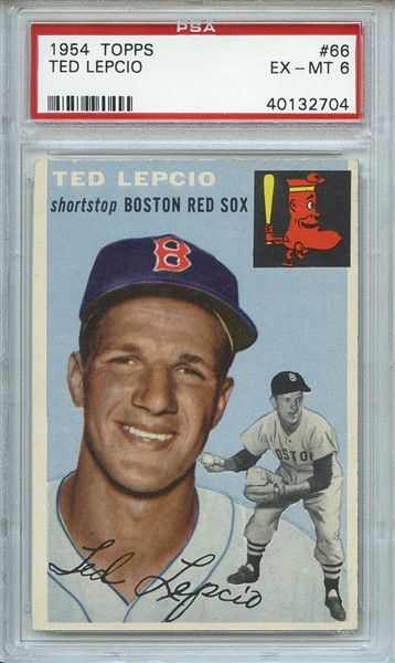 1954 Topps 66 Ted Lepcio PSA EX-MT 6