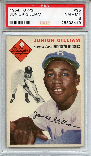 1954 Topps 35 Junior Gilliam PSA NM-MT 8