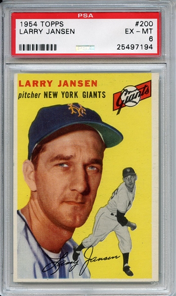 1954 Topps 200 Larry Jansen PSA EX-MT 6