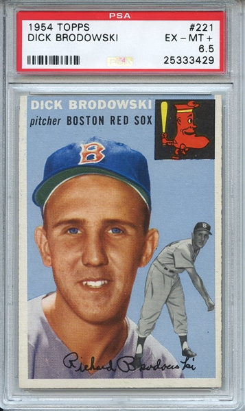 1954 Topps 221 Dick Brodowski PSA EX-MT+ 6.5