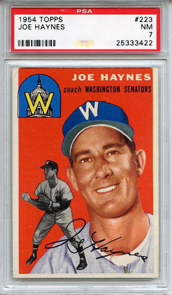 1954 Topps 223 Joe Haynes PSA NM 7