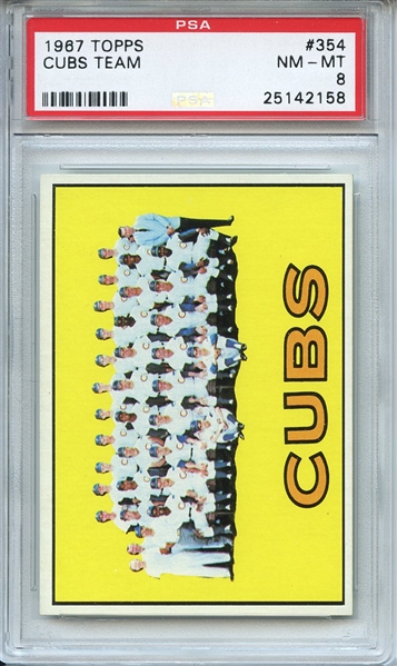 1967 Topps 354 Chicago Cubs Team PSA NM-MT 8