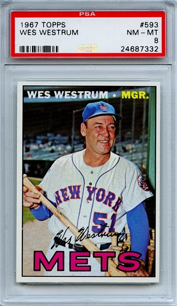 1967 Topps 593 Wes Westrum PSA NM-MT 8