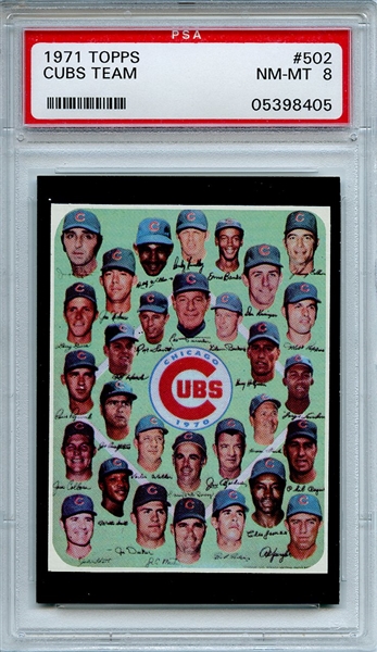 1971 Topps 502 Chicago Cubs Team PSA NM-MT 8