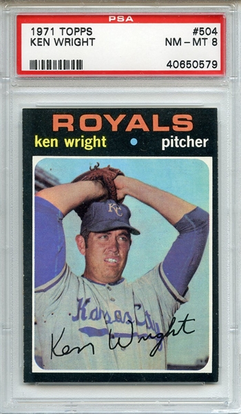 1971 Topps 504 Ken Wright PSA NM-MT 8