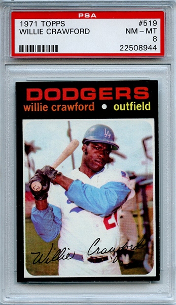 1971 Topps 519 Willie Crawford PSA NM-MT 8