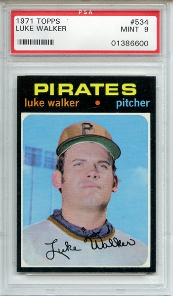 1971 Topps 534 Luke Walker PSA MINT 9