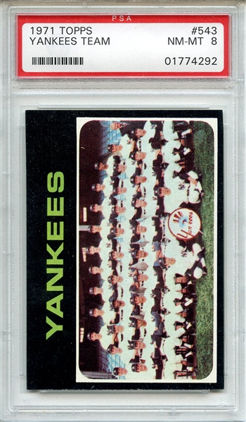 1971 Topps 543 New York Yankees Team PSA NM-MT 8