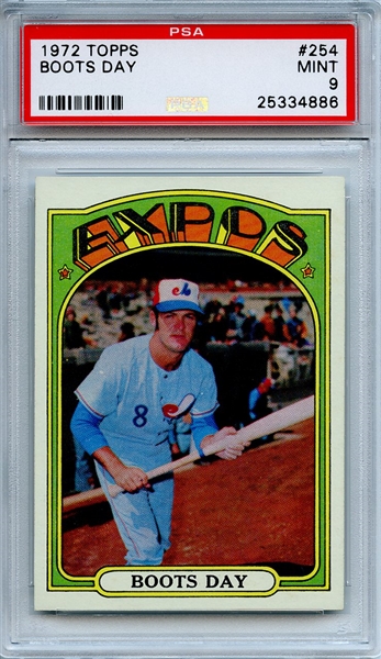 1972 Topps 254 Boots Day PSA MINT 9