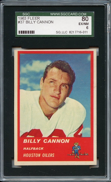 1963 Fleer 37 Billy Cannon SGC EX/MT 80 / 6