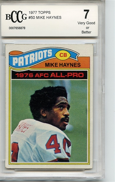 1977 Topps 50 Mike Haynes RC BCCG 7 VG or Better
